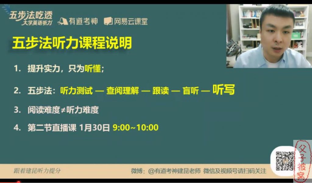 有道考神赵建昆《五步法吃透大学英语听力》教学视频 附讲义
