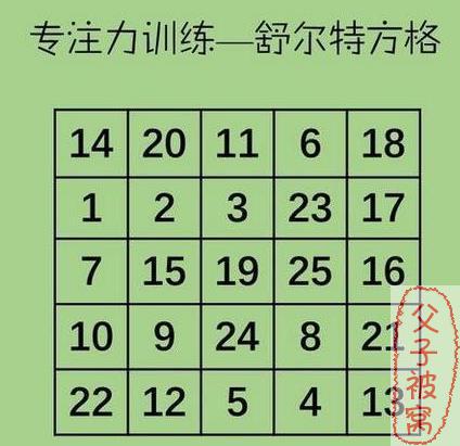 注意力训练：舒尔特方格自动生成工具 xls格式