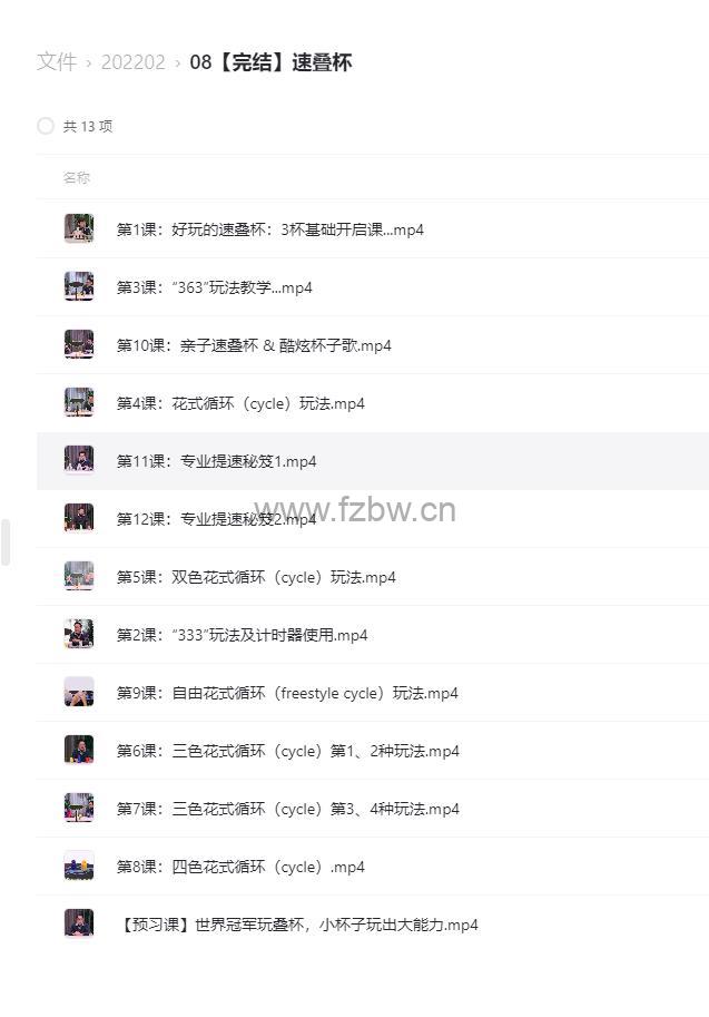 凯叔《速叠杯教学》共12讲