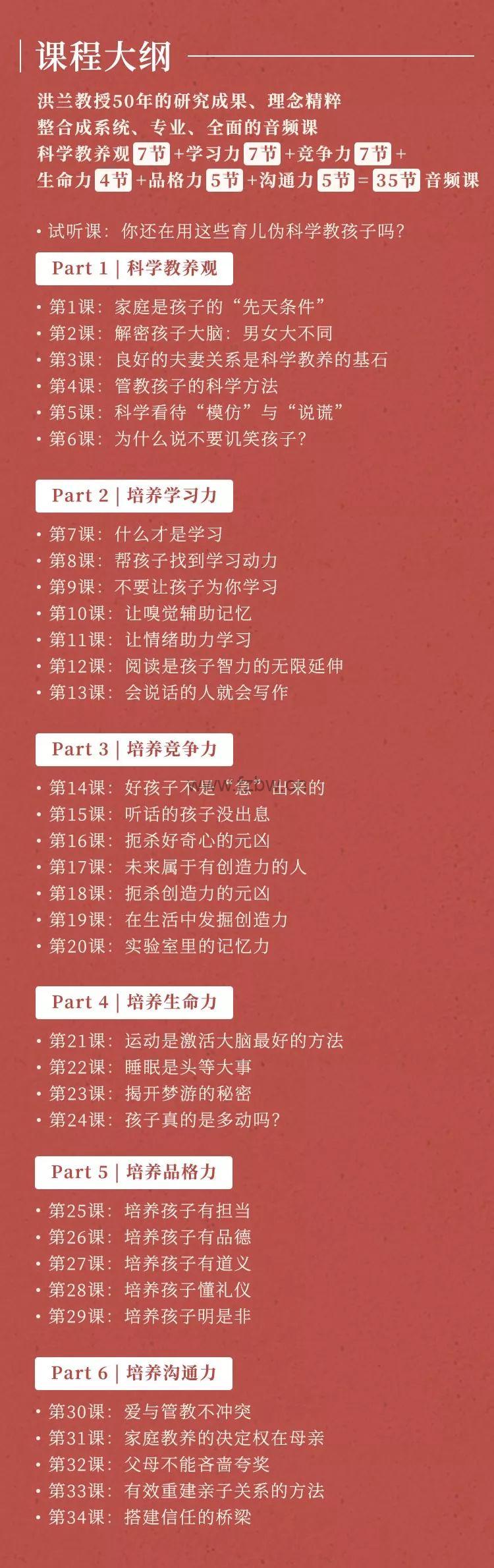 洪兰博士《破除育儿谣言》共35节 音频课程