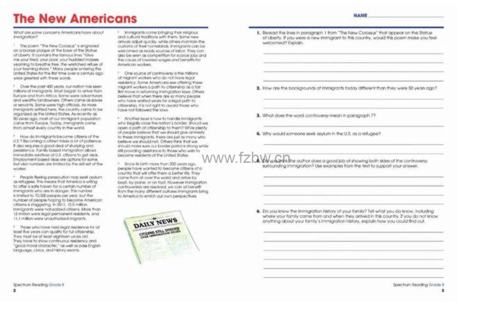 光谱阅读《spectrum reading workbook》GK-G8级别 PDF格式