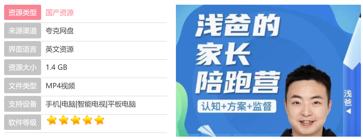 浅爸英语启蒙家长陪跑营课程